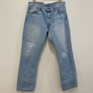 Levi light wash 501 straight denim jeans